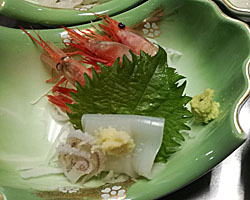 甘エビとヤリイカの刺身