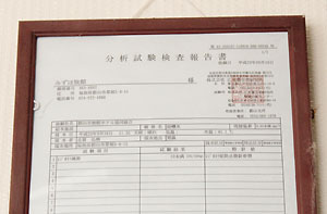 分析試験検査報告書